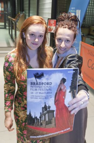 Hallie Switzer daughter and Ingrid Veninger outside pictureville foyer entrance march 22 2011  image 3 sm.jpg